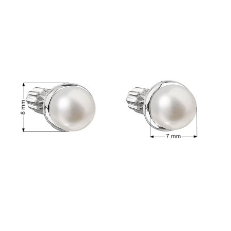 Stříbrné náušnice pecky s bílou říční perlou 21003.1B
