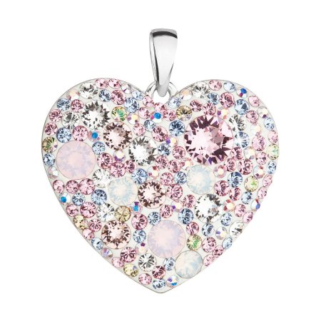 Stříbrný přívěsek s krystaly Swarovski mix barev srdce 34243.3 Magic Rose