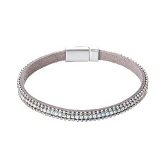 Náramek bílý textilní s krystaly 53007.1 crystal