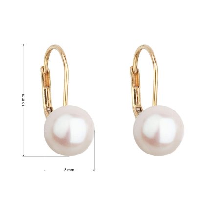 Zlaté 14 karátové náušnice visací s bílou říční perlou 921009.1 Bílá