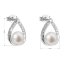 Stříbrné náušnice visací s bílou říční perlou 21033.1M