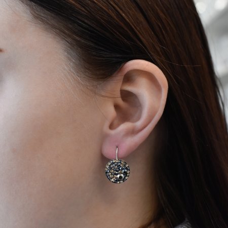 Strieborné náušnice visiace s kryštálmi Swarovski mix farieb guľaté 31176.4 Colorado