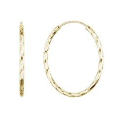 Pozlacené stříbrné náušnice kruhy s ozdobným prolisováním 61007 Au plating