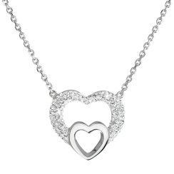 Stříbrný náhrdelník s krystaly Swarovski bílé srdce 32032.1 Krystal