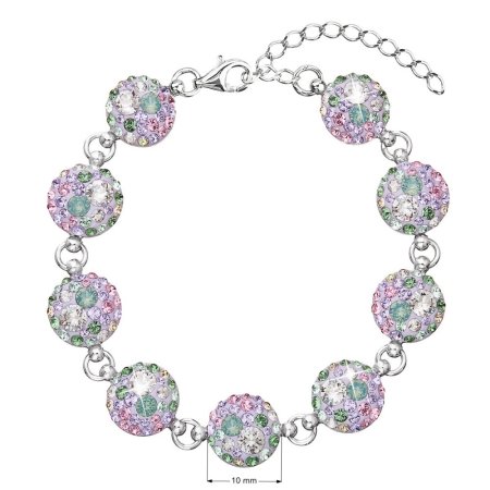Stříbrný náramek se Swarovski krystaly mix barev 33048.3 Sakura