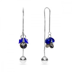 Náušnice modrošedé se Swarovski Elements Vinber KWKL6428MJBSN Majestic Blue+Silver Night