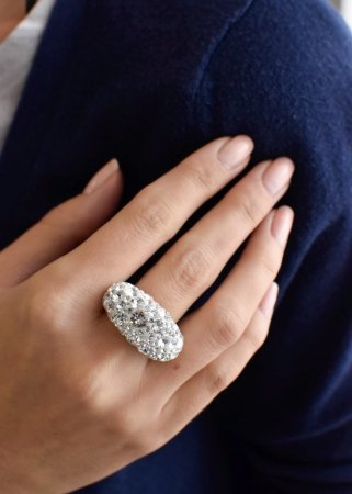 Strieborný prsteň s kryštálmi Swarovski biely 35028.1 Krystal