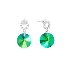 Náušnice se Swarovski Elements penízek Scarabaeus Green