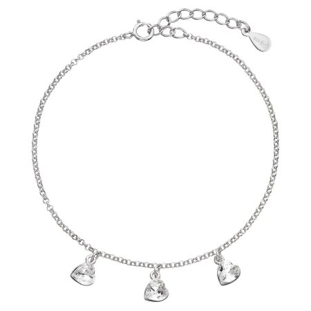 Strieborný náramok so Swarovski kryštálmi biele srdce 33108.1 Krystal