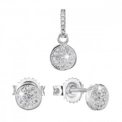 Sada šperkov so zirkónom náušnice a prívesok bielej okrúhle 19028.1