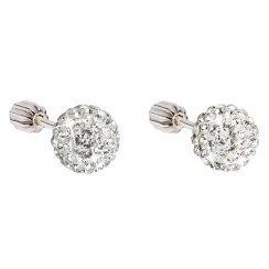 Strieborné náušnice kôstky s kryštálmi Swarovski biele okrúhle 31111.1 Krystal