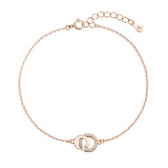 Pozlátený strieborný ROSE náramok krúžky so zirkónmi 13033.1 crystal
