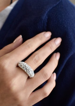 Stříbrný prsten s krystaly Swarovski bílý 35031.1 Krystal