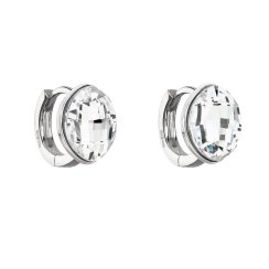 Stříbrné náušnice visací s krystaly Swarovski bílý ovál 31261.1 Krystal