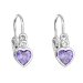 Stříbrné dětské náušnice visací se zirkonem fialové srdce 11178.3 Violet