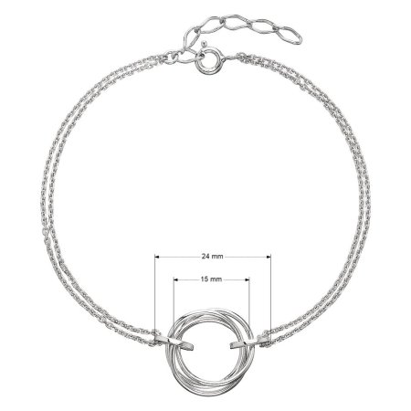 Stříbrný náramek tři kroužky na dvojitém řetízku 63001