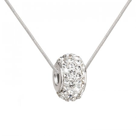 Strieborný náhrdelník s krištáľmi Preciosa biely 32081.1