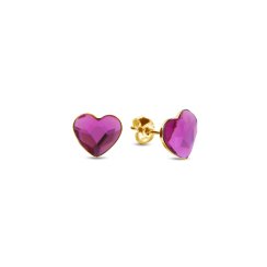 Náušnice ružové so Swarovski Elements Heart KG2808F Fuchsia