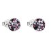 Stříbrné náušnice pecka s krystaly Swarovski fialové kulaté 31136.3 Magic Violet