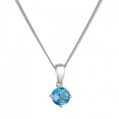 Stříbrný náhrdelník s pravým minerálním kamenem modrý 12079.3 london topaz