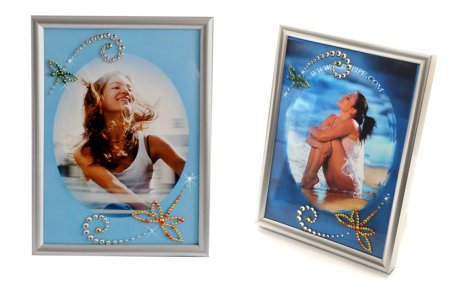 Stříbrný fotorámeček se Swarovski Elements motýl barevný EL-10151