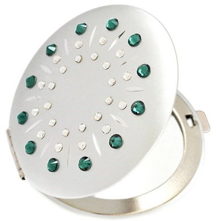 Kozmetické vreckové zrkadlo sa Swarovski Elements sun zelené EL-01.52 Emerald