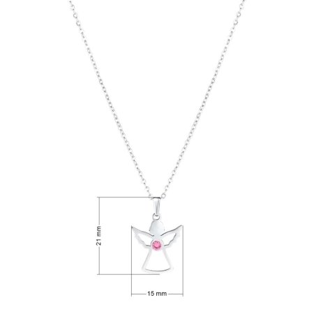 Oceľový náhrdelník anjel so Swarovski kryštálmi ružový 42043.3