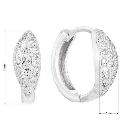 Strieborné náušnice kruhy so zirkónom v bielej farbe 11318.1