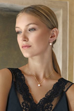 Zlatý 14 karátový prívesok s bielou riečnou perlou 924001.1 Biely