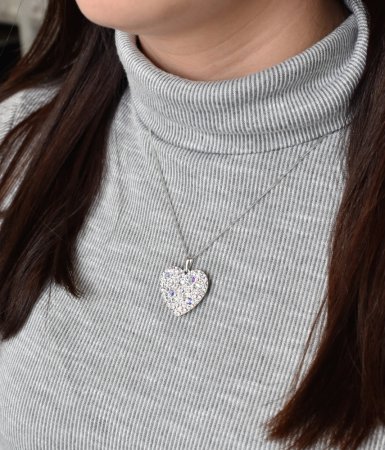 Stříbrný přívěsek s krystaly Swarovski ab efekt srdce 34243.2 AB