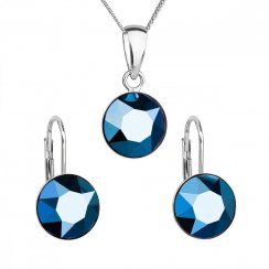 Sada šperkov s kryštálmi Swarovski náušnice, retiazka a prívesok modré okrúhle 39140.5 Metalic Blue
