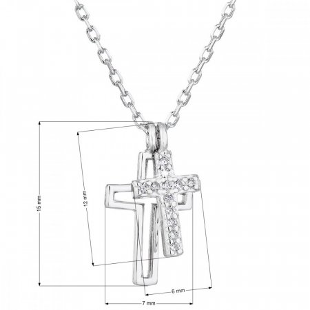 Stříbrný náhrdelník se zirkonem bílý křížek 12012.1