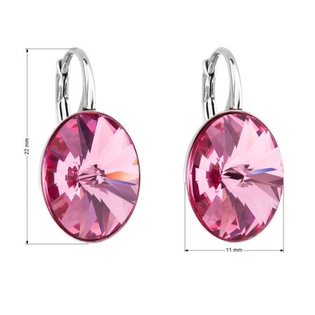 Strieborné náušnice visiace s kryštálmi Swarovski ružový ovál 31275.3 Rose