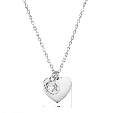 Stříbrný náhrdelník lesklé srdíčko s přívěskem ze zirkonu 12068.1