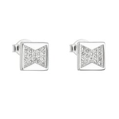 Stříbrné náušnice pecka se zirkonem bílý kosočtverec 11043.1