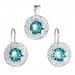 Sada šperkov s kryštálmi Swarovski náušnice a prívesok modrej okrúhle 39107.3 Light Turquoise