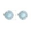 Strieborné náušnice pecka s kryštálmi Swarovski a svetlo modrou matnou perlou okrúhle 31214.3 Light Blue