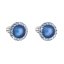 Strieborné náušnice pecka s kryštálmi Swarovski a tmavo modrou matnou perlou okrúhle 31314.3 Dark Blue