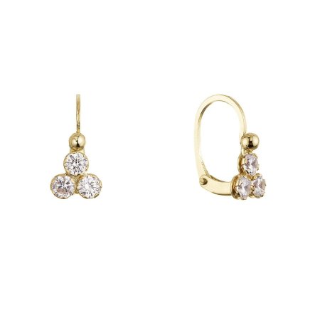 Zlaté 14 karátové náušnice se zirkony 91Z00070
