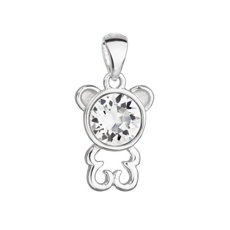 Strieborný prívesok s kryštálom Swarovski biely medvedík 34229.1 Krystal
