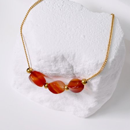 Náhrdelník s červeným achátem 42036.3 ocel