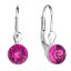 Strieborné náušnice visiace s kryštálmi ružové okrúhle 31112.3 Fuchsia