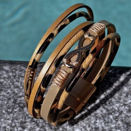 Náramok textilný široký s ozdobou infinity 53011.3 beige