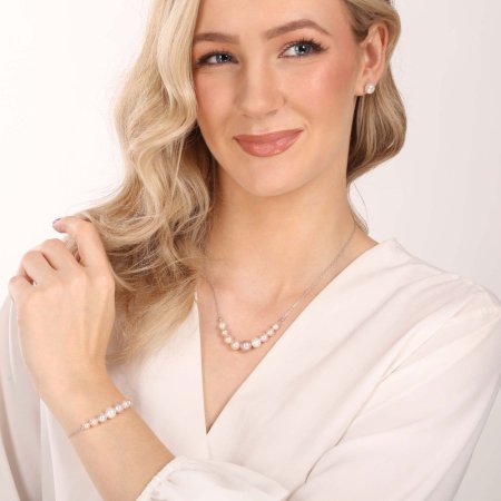 Stříbrný náhrdelník s barevnými říčními perlami 22046.3 multi