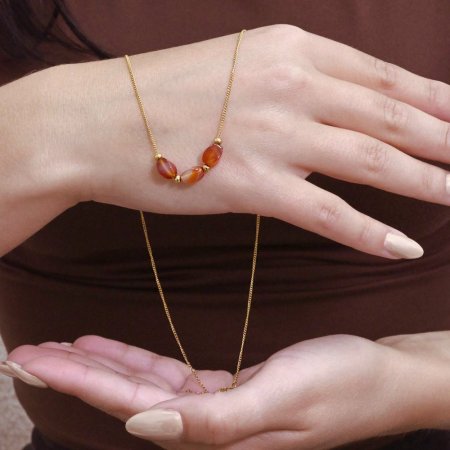 Náhrdelník s červeným achátem 42036.3 ocel