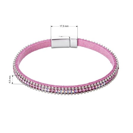 Náramek růžový textilní s krystaly 53007.3 rose