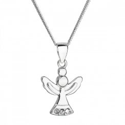Stříbrný náhrdelník anděl se Swarovski krystaly bílý 32078.1 Krystal
