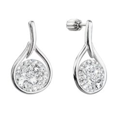 Stříbrné visací náušnice kapky se Swarovski čirými krystaly 31305.1 Krystal