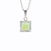 Stříbrný náhrdelník se světle zeleným opálem a krystaly Swarovski Elements čtverec Chrysolite Opal