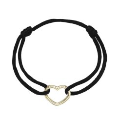 Kabbalah náramok s pozláteným srdcom 13093.3 black
